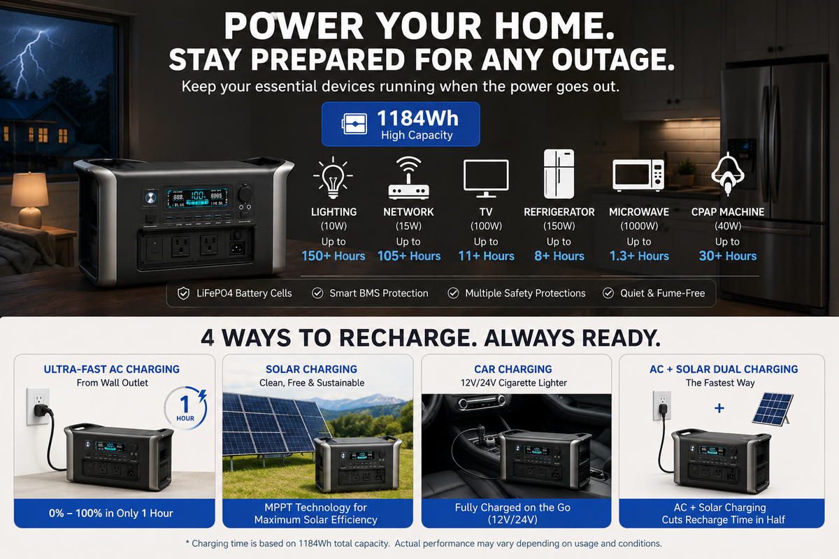 YOUNENAPE AP1000 Outdoor Power Station - 1,184Wh | 1,800W